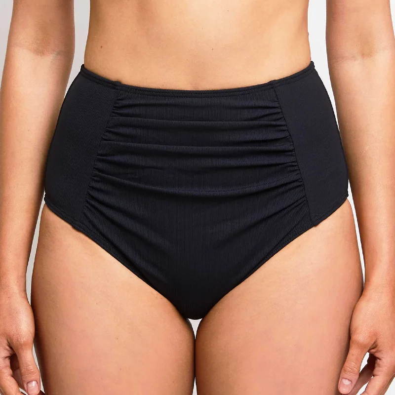 Erica Bikini Bottom High Waisted Ribbed Black