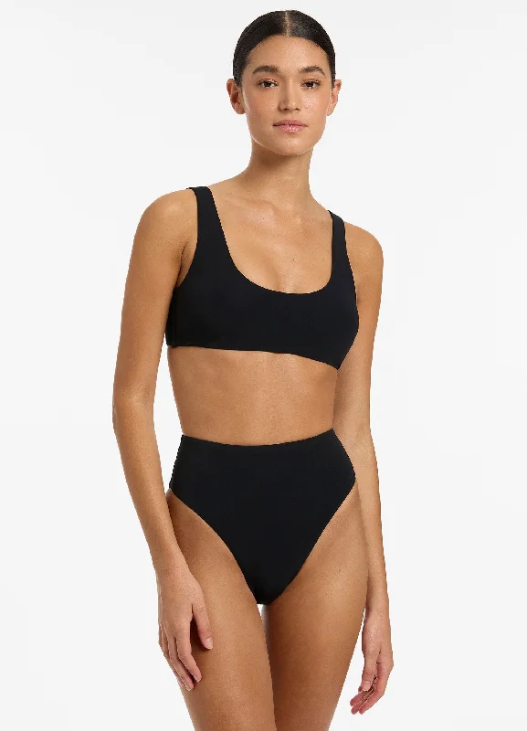 Jetset High Waisted Bikini Bottom - Black