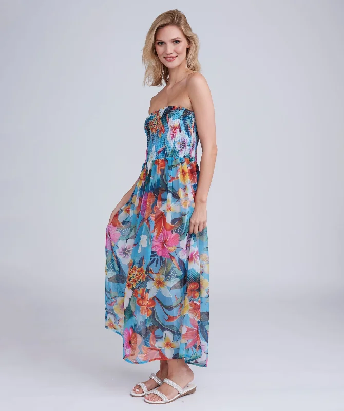 Cornflower Blue Strapless Maxi Dress