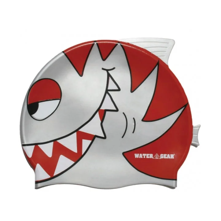 Water Gear Piranha Silicone Kid's Swim Cap Silver