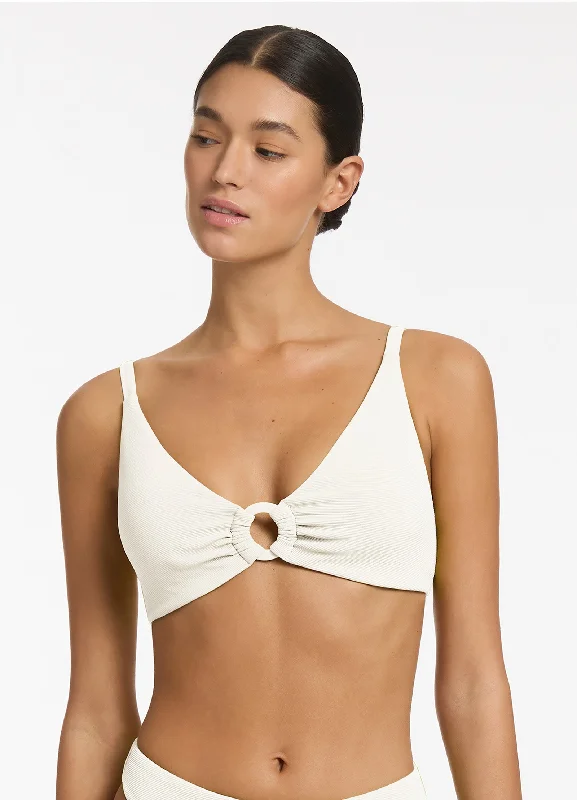 Isla Rib C-D Triangle Bikini Top - Cream