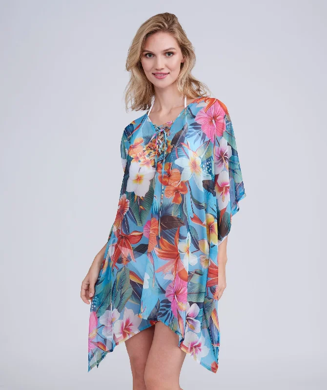 Cornflower Blue Beach Kaftan Cover-up