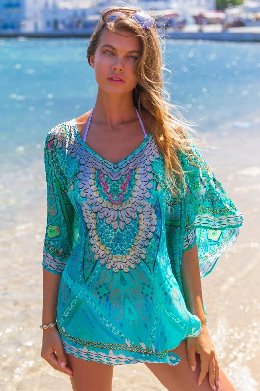 Aqua Petite Silk Beach Cover ups