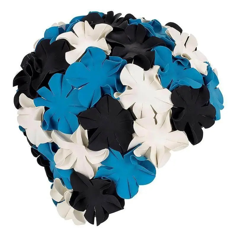 Blue, Black, White Vintage Style Flower Swim Hat For Women by Fashy