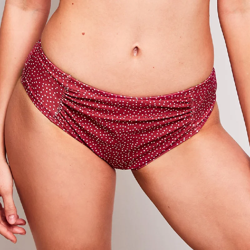 Aria Mid Rise Bikini Bottoms Dots Cherry