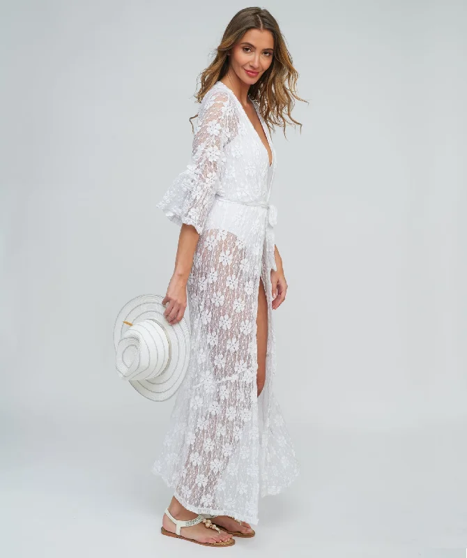 White Lace Skye Kimono Full-Length Lightweight Design