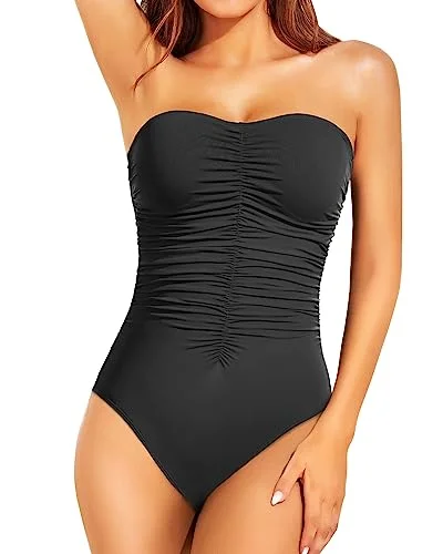 Strapless One Piece Tummy Control Bathing Suits