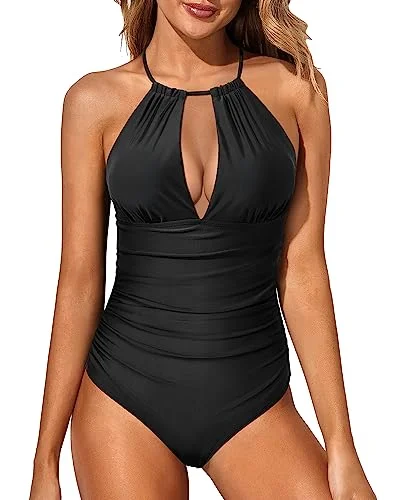 High Neck Tummy Control One Piece Bathing Suits