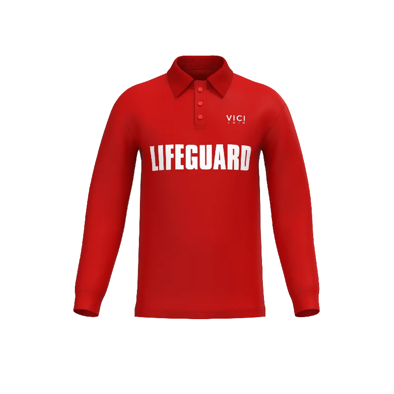 Lifeguard Polo Shirt - Red Long Sleeve