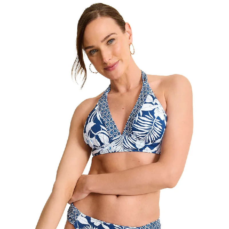 Tommy Bahama Womens Island Cays Blooms Reversible Halter Top - Mare Navy Rev