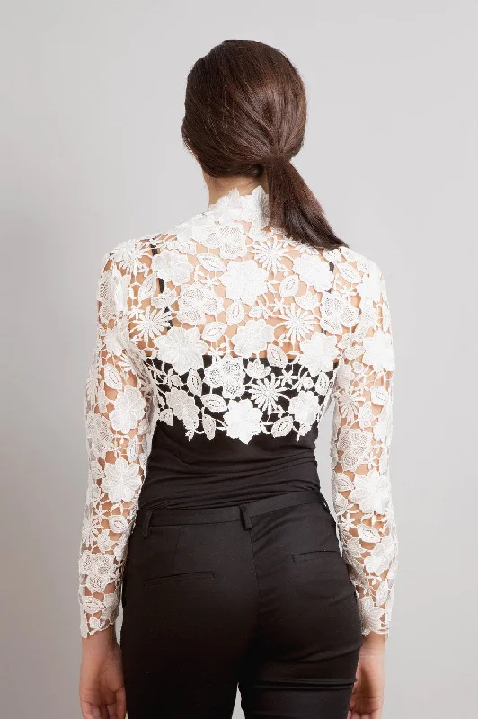 Krista Italian Guipure lace bolero shrug in off white