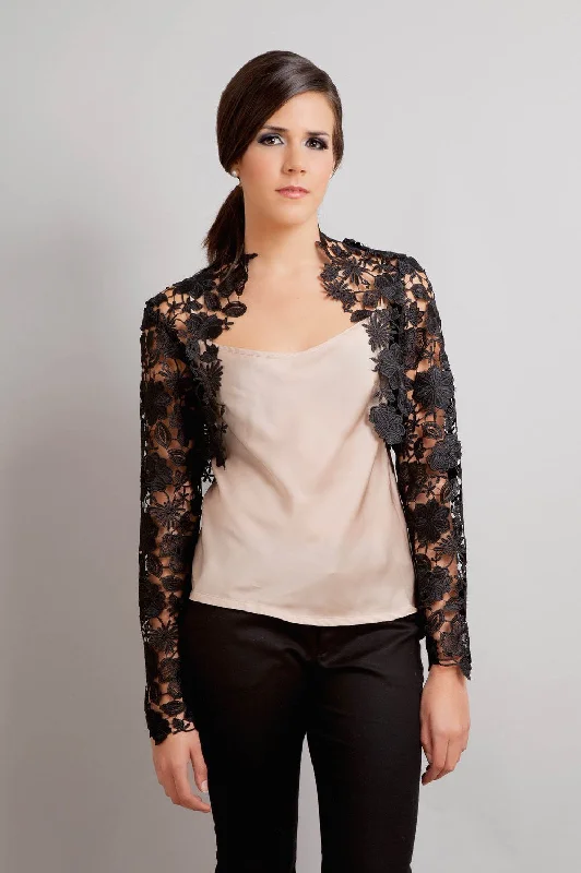 Krista Italian Guipure lace bolero shrug in black