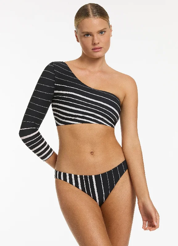 Lunar Stripe Lunar Stripe One Shoulder Top - Black/Chalk