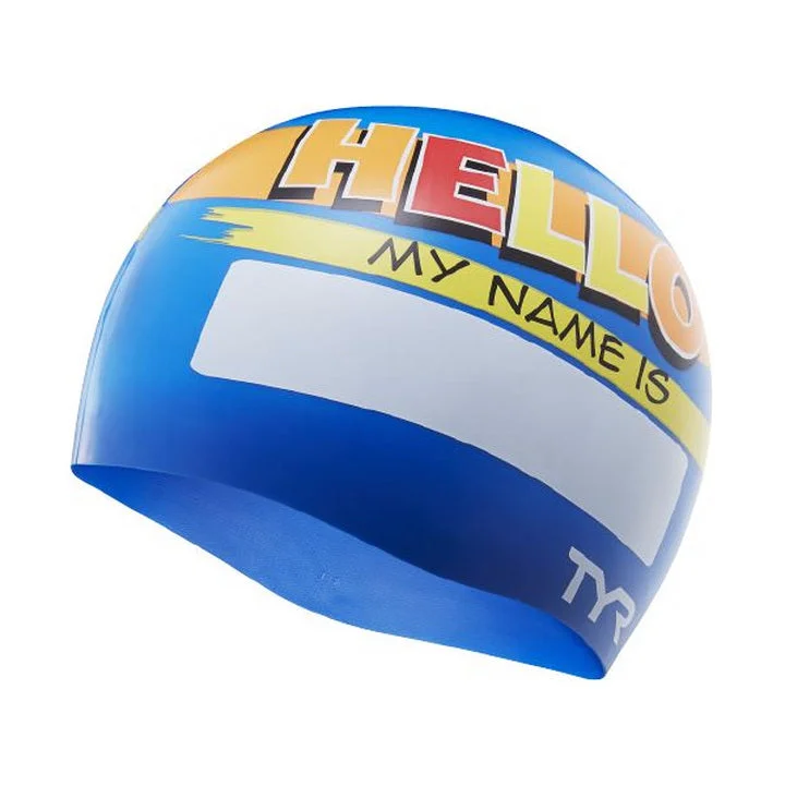 Tyr Junior Kid's Swim Cap HELLO MY NAME