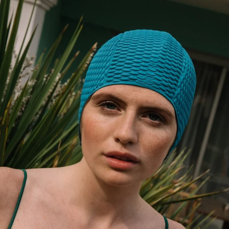 Turquoise retro swimming cap - duck blue - KORES