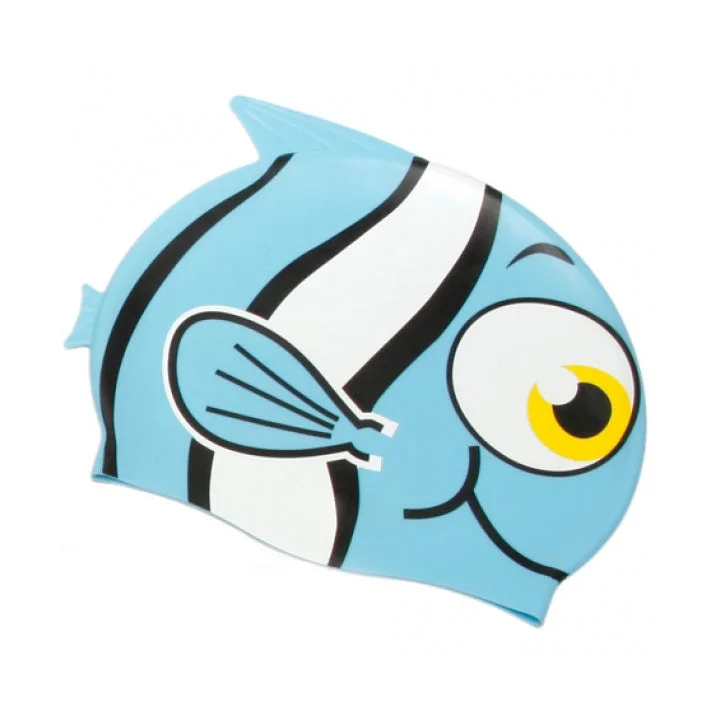 Water Gear Blue Fish Silicone Kid's Swim Cap