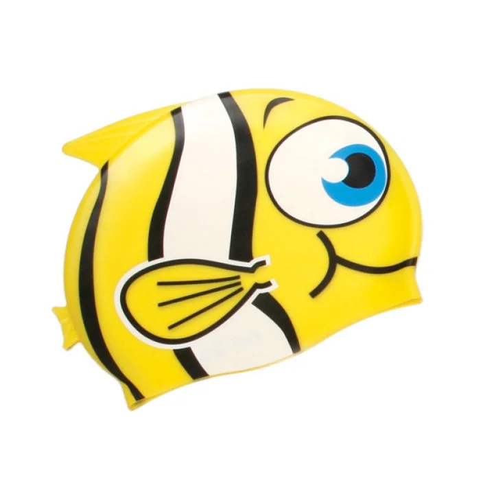 Water Gear Yellow Fish Silicone Kid's Swim Cap