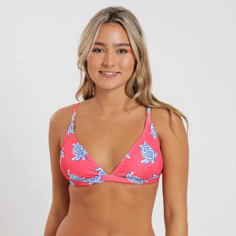 Ladies Bikini Top - Turtles | Coral