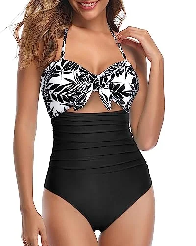 Halter One Piece Front Tie Knot Swimwear