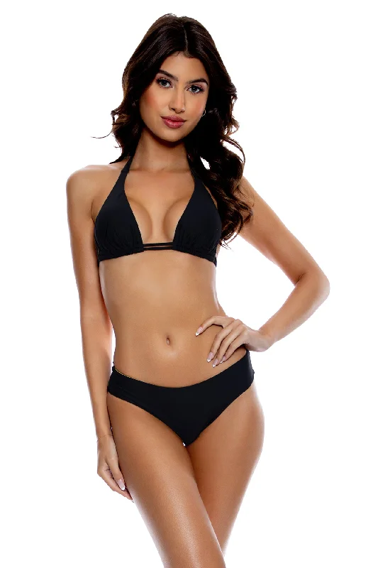 JETSET LULI - Triangle Halter Top & Seamless Full Ruched Back Bottom • Black