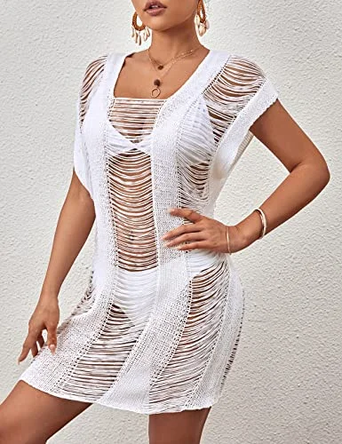 Hollow Out Crochet Cover Ups for Women - Sexy Beach Dresses