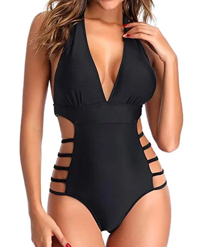 Cutout Monokini Sexy One Piece Swimsuits-Black