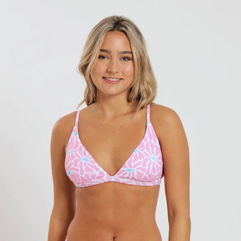 Ladies Bikini Top - Flowers | Pink