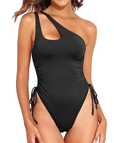 One Shoulder One Piece Tummy Control Swimsuits