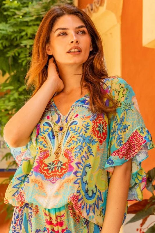 Turquoise Plus Size Drop Waist Beach Cover up