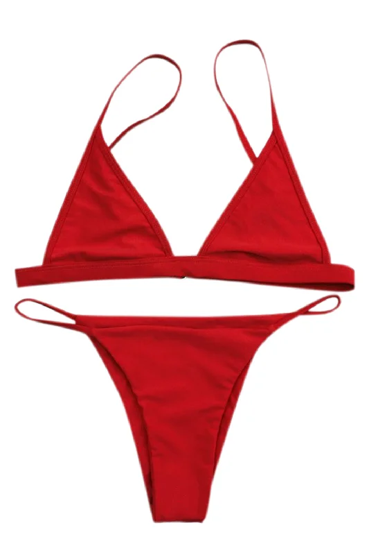 Iyasson Dazzling Triangle Top Solid Color Bikini Set