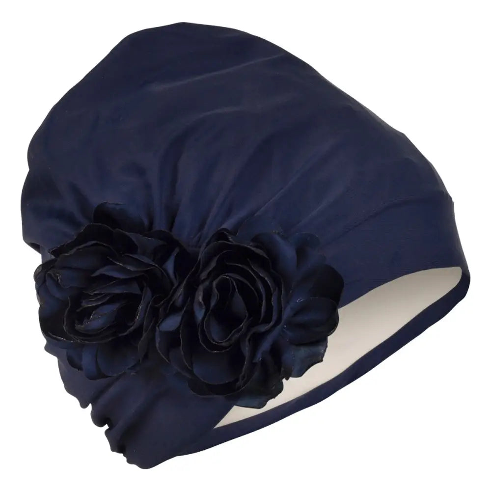 Fashy Navy Swim Turban by Fashy With Flower Decoration