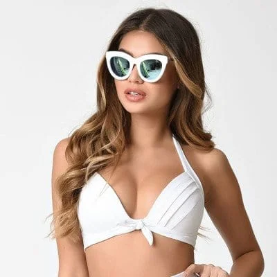 Unique Vintage White Monroe Bikini Top