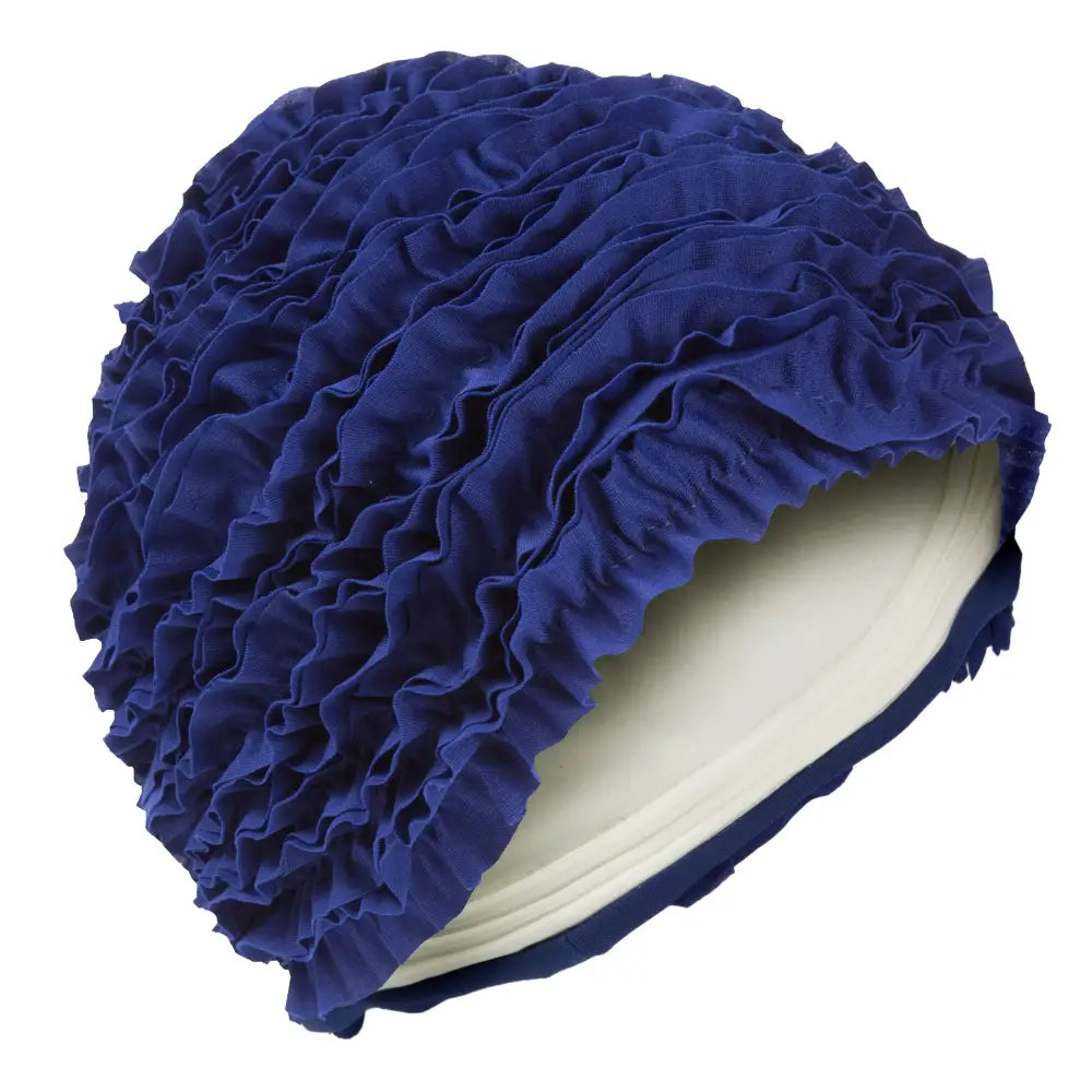 Navy Frilly Swimming Hat Swim Turban by Fashy