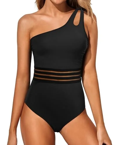 One Shoulder Keyhole One Piece Swimsuit