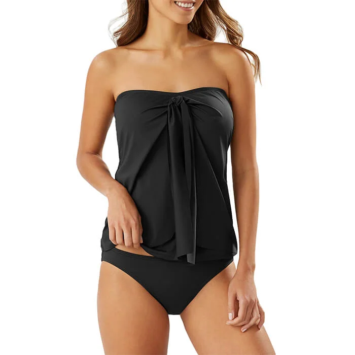 Tommy Bahama Pearl Solids Sarong Wrap Bandini Top - Black*