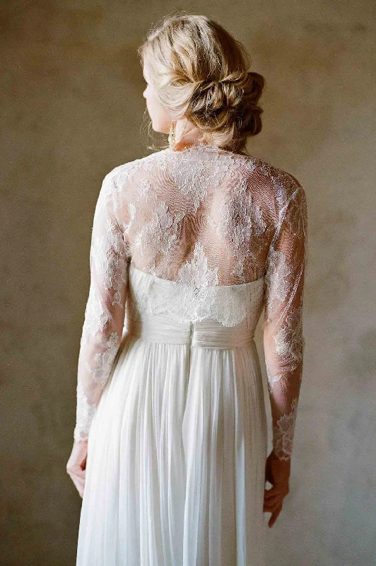 Roseline bridal French lace sheer tulle bolero cover up shrug