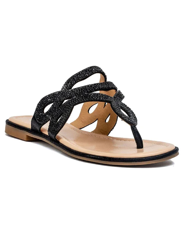 Amelia Womens Leather Thong Flat Sandals