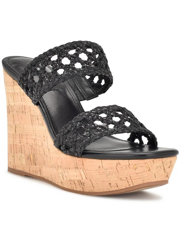 KALANI2 Womens Cork heel Square toe Wedge Sandals