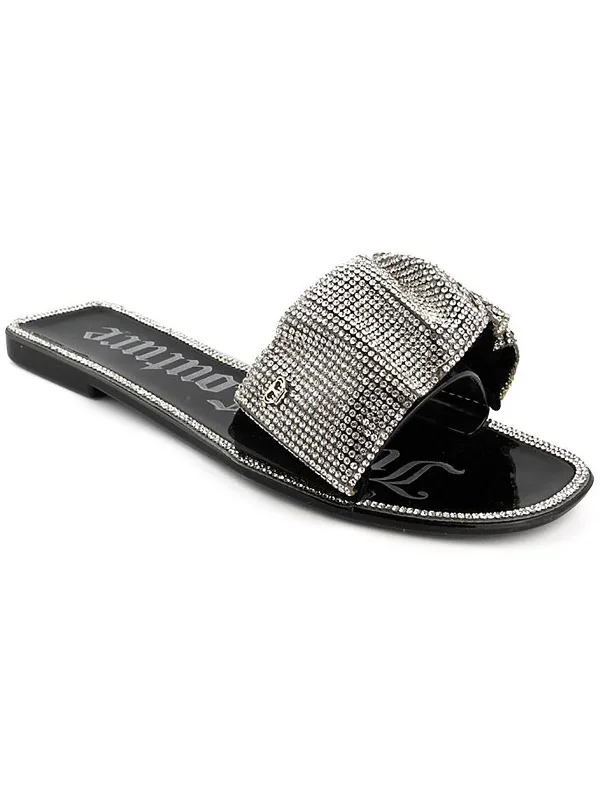 Hollyn Womens Embellished Slip-On Slide Sandals