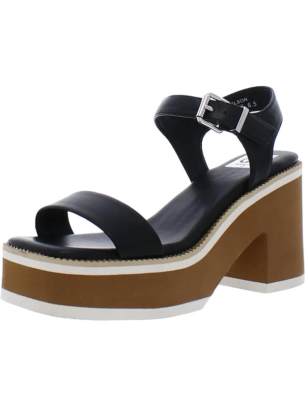 Nelson Womens Faux Leather Platform Slingback Sandals