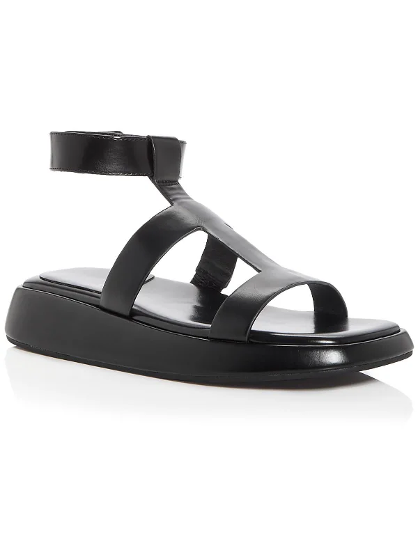 Bolo Womens Faux Leather Solid T-Strap Sandals