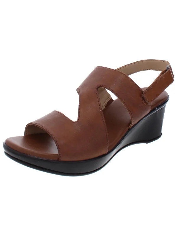 Valerie Womens Leather Slingback Wedge Sandals