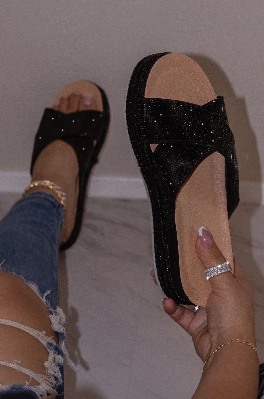 Twinkle - Embellished Slip On Platform Sandals