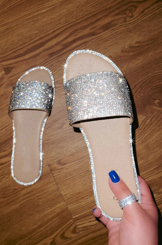 Aura - Rhinestone Detailing Slip On Sandals