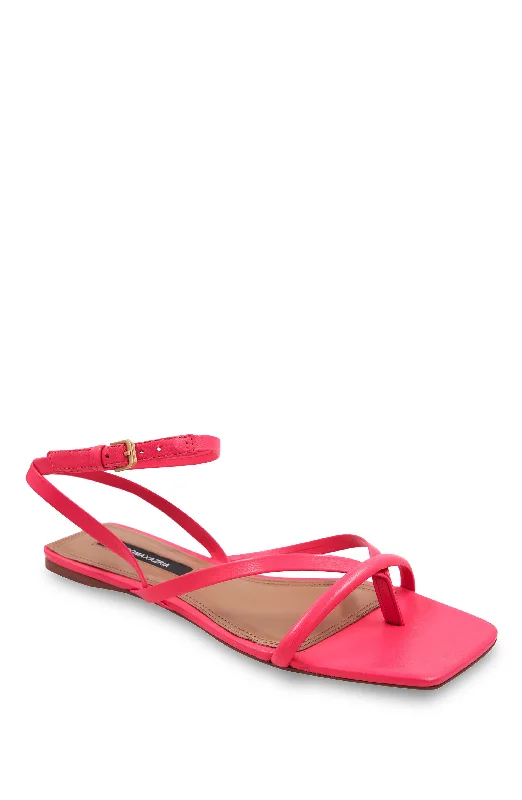 MESTICO CALYPSO CORAL LEATHER STRAPPY FLAT SANDAL