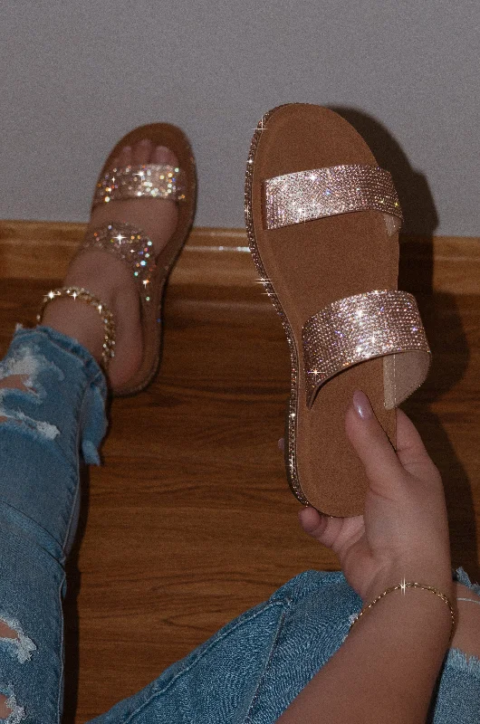 Celestia - Rhinestone Detailing Slip On Sandals