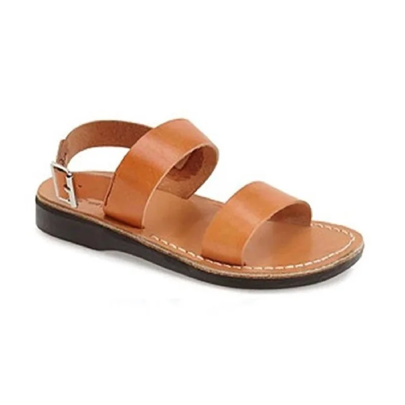 Unisex - Golan Leather Slingback Flat Sandal In Tan