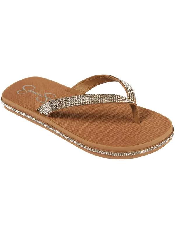 Kalouy Womens Rhinestone Man Made Thong Sandals