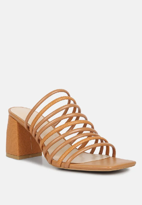 fairleigh tan strappy slip on sandals