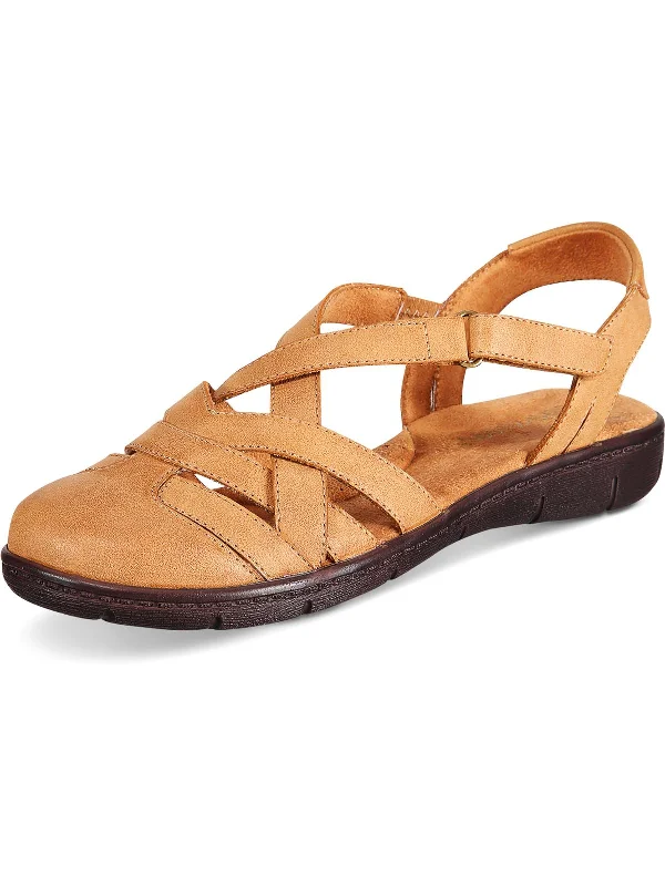 Garrett Womens Faux Leather Strappy Flat Sandals